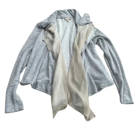 Bordeaux Sweatshirt Cardigan with sheer detail • size Extra Small - Picture 1 of 4
